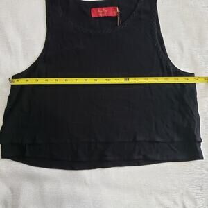 TigerLilly Tiered Black semi sheer tank top Embroidered trim Size 8 Resort Wear